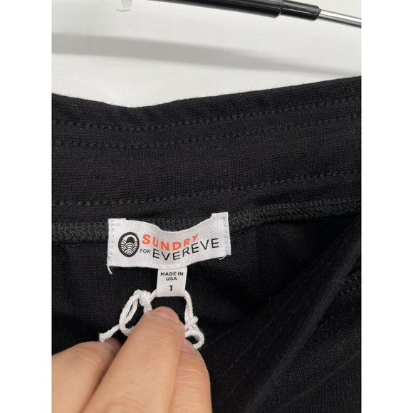 SUNDRY Sunday Short Drawstring Skirt Black Cotton Modal Size1‎ - Picture 3 of 6